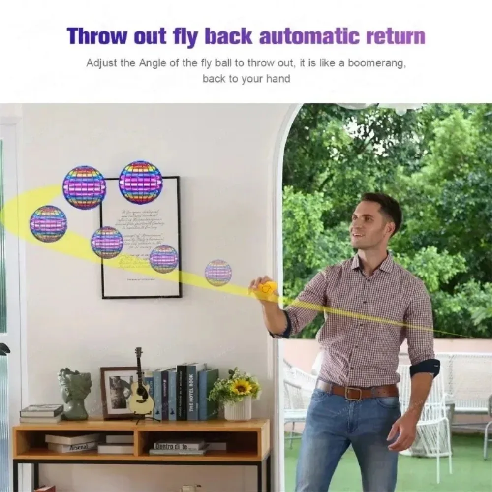 Flying Ball Boomerang Fly Orb Magic With LED Lights Drone Hover Ball Fly Nova Orb Flying Spinner Children Toys Christmas Gifts 2