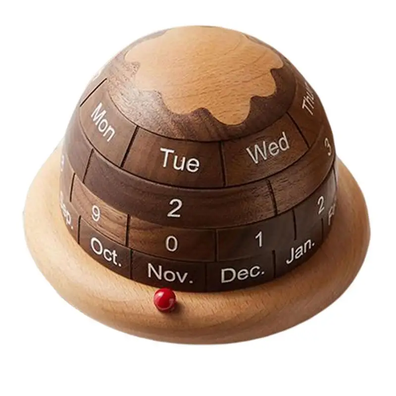 

Creative Wooden Desk Calendar Planet Shaped Wood Permanent Calendars Table Decorations Party Supplies Art Crafts For All
