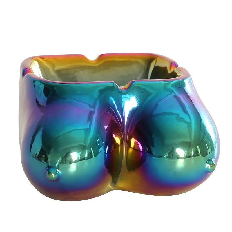 Sexy Chest Ashtray Electroplated Ceramic Ashtray Body Art Home Decoration Ornaments Cigarette Accessories Men's Gifts