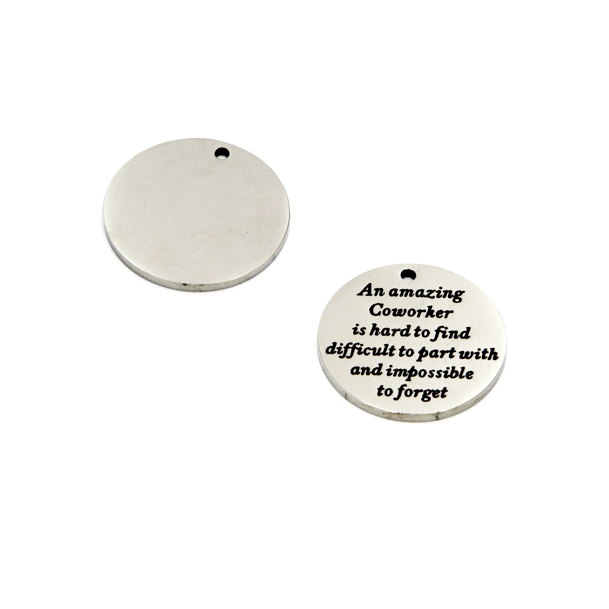 

10pieces/lot Workmate Charm Amazing Coworker Is Hard To Find Message Disc Pendant 20mm