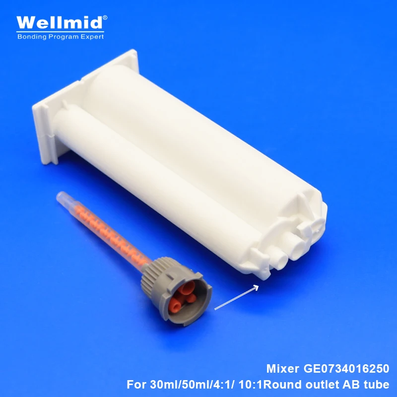 Plastic Static mixer 30ml 50ml Cartridge 4:1 10:1 Round Outlet AB Tube Mix Tool ARALDITE AB Glue Precise Dispensing Mixing Tip