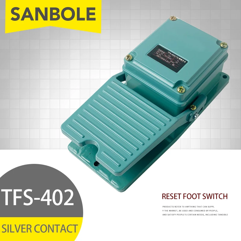 

Foot Pedal Switch TFS-402 LT3 Silver Contact 1NO 1NC Sping Reset Momentary With Aluminum Case 15A 250V