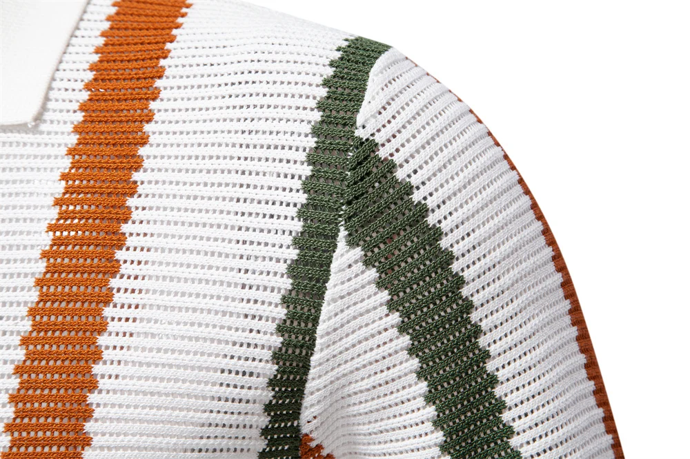 AIOPESON Men's Ribbed Knit Polo Shirt For Breathable Striped Casual Wear with Comfortable Collar High quality Male Polo Shirt 14 S3882a3b78cbe4ef8830b6576493332dfD