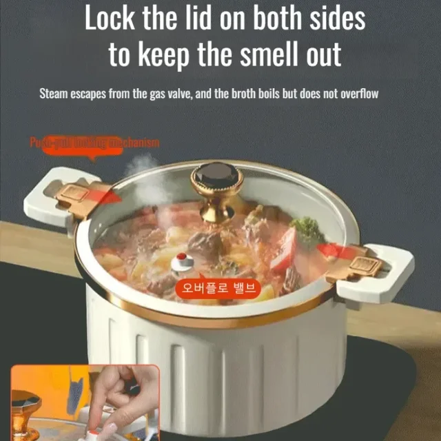 Micro Pressure Cooker Household Large Capacity cooking Pot with Double Ear Non-stick Multi-function Soup Pot Pressure Cooking 2