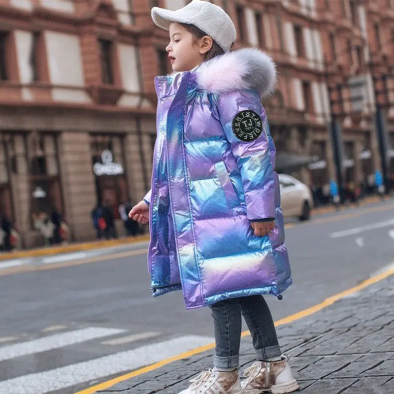 Winterjas Voor Meisjes Jongens Kinderen, Bontkraag Capuchon, Winddichte Warme Jas, Gewatteerd Jacket Met Lange Mouwen, Katoenen Kinderparkajas Voor 3-10 Jaar (Snowflake,130cm