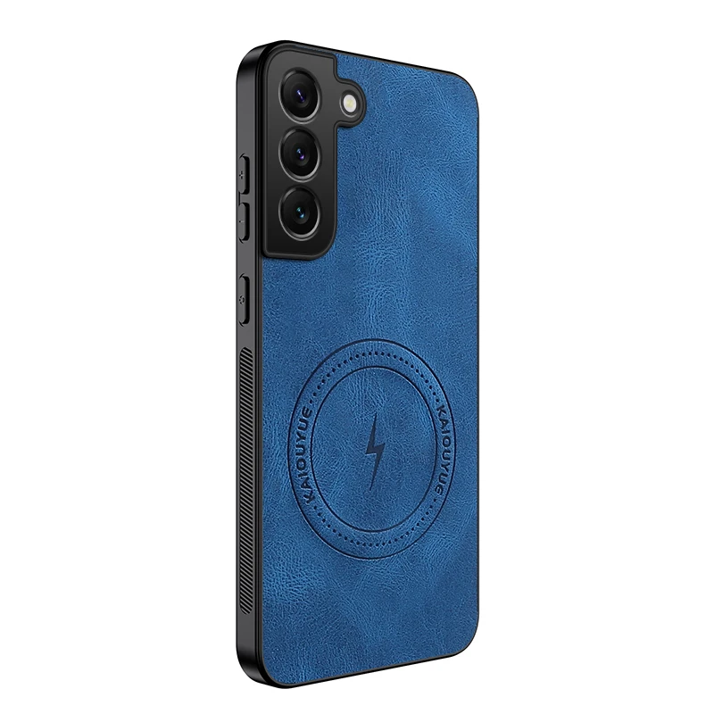 Leather Matte Frosted Magnetic Shockproof Phone Case with Soft Bumper Cover