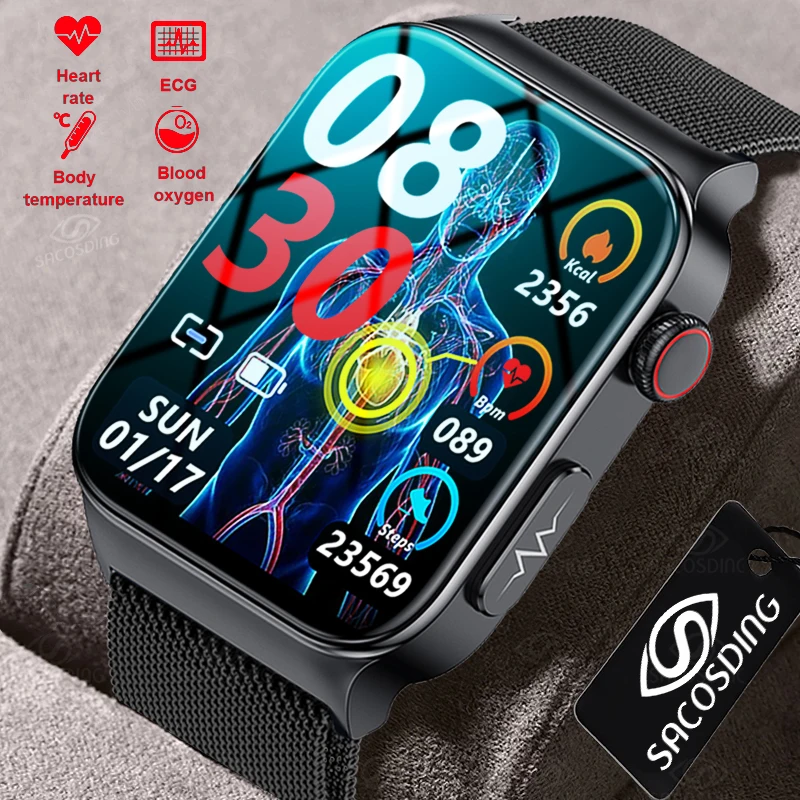 

Blood Glucose Smart Watch Band Body Temperature ECG HRV Monitoring Fitness Smartwacth IP68 Waterproof Multi-sport Modes Clock