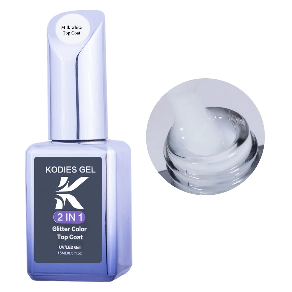 KODIES GEL Milky White Top Coat UV Gel Nail Polish Translucent Jelly Gel Finish No Sticky Brillant Semi Permanent Vernis Topcoat 5
