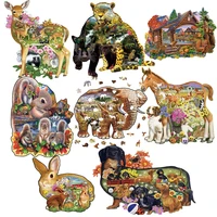 Irregular Creative Patterns Wooden Puzzle Toy，Wood Jigsaw Puzzles for Adults ，Color Sorting Game Brain Teaser Secret Puzzle Gift 1