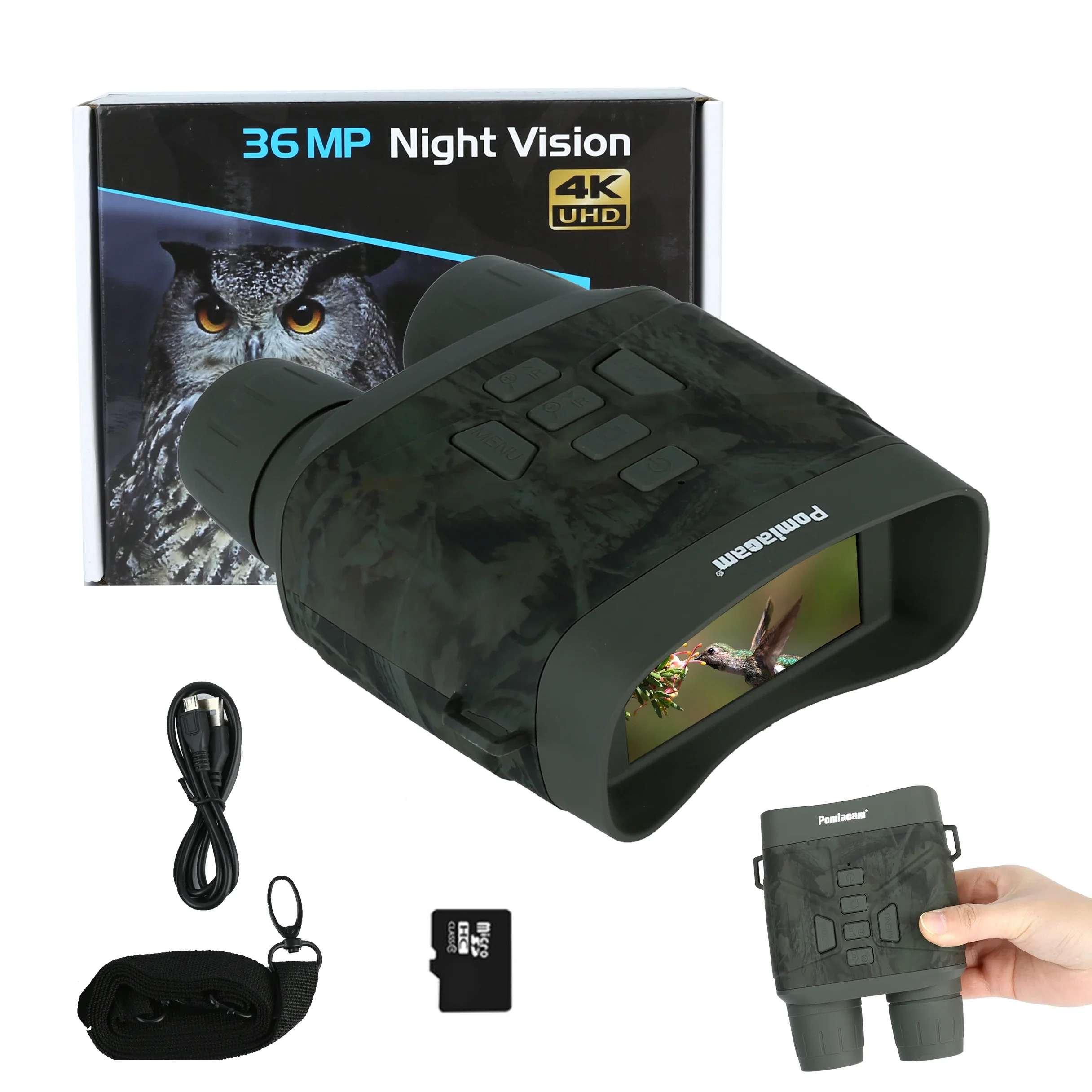 NV4000 Night Vision Binocular 3.0'' Screen 4K 36MP HD Pixel Infrared 5X Digital Zoom Suitable Safety Camera for Outdoor Hunting