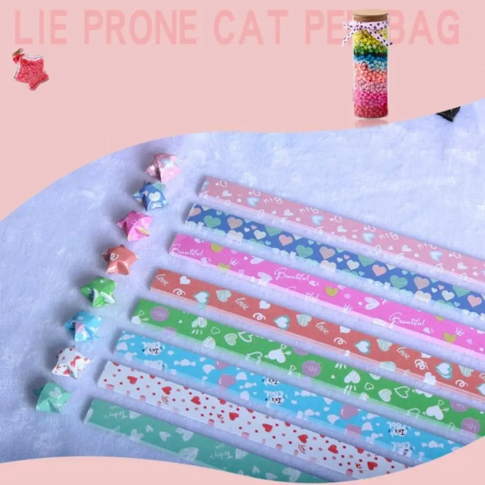 540 Fogli Single Sided Star Origami Paper Cartoon Colorful Folding Star Art Craft Best Wishes Star Paper Strip Decorazione Della Casa