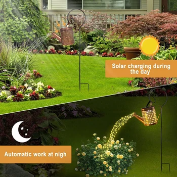 Solar Garten Lichter im Freien hängen Solar Laterne Bewässerung für Terrasse Hof Rasen Gehweg Dekorationen Lichter Retro LED Solar Lichter — изображение 2