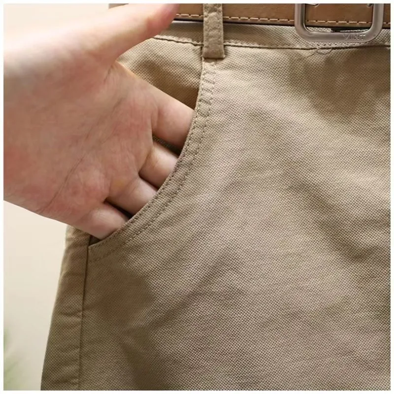 Women's Elastic Waist Solid Color Patchwork Button Pockets 2023 Summer New High Waist Casual Shorts Korean All-match Pant Skirts