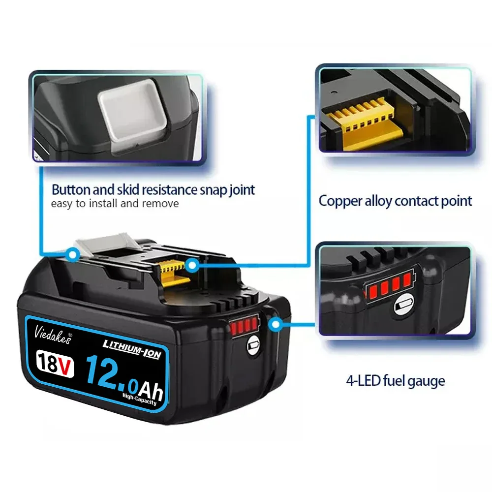 NEW Original For Makita 18V Battery 12000mAh Compatible with DTD173 DHP487 DJV18