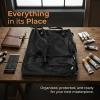 Large 4K Art Supplies Bag Black Multi-Pocket Travel Sketching Bag Adjustable Strap Waterproof Art Carry Case 2
