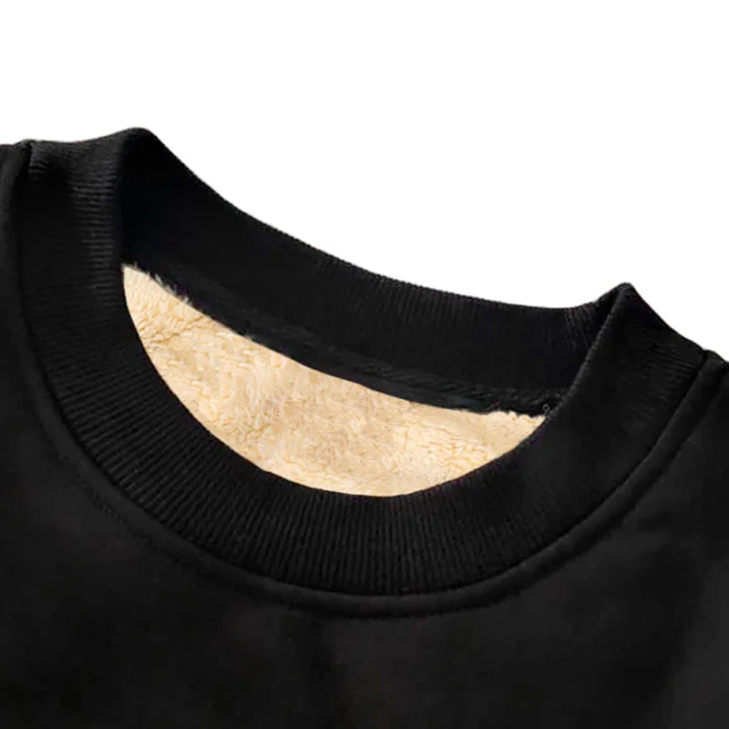 1PC Bunched Sleeve Fleece Lined Hoodies Tops Sweatshirts Pullover Solid Color Winter Men Cold-proof
