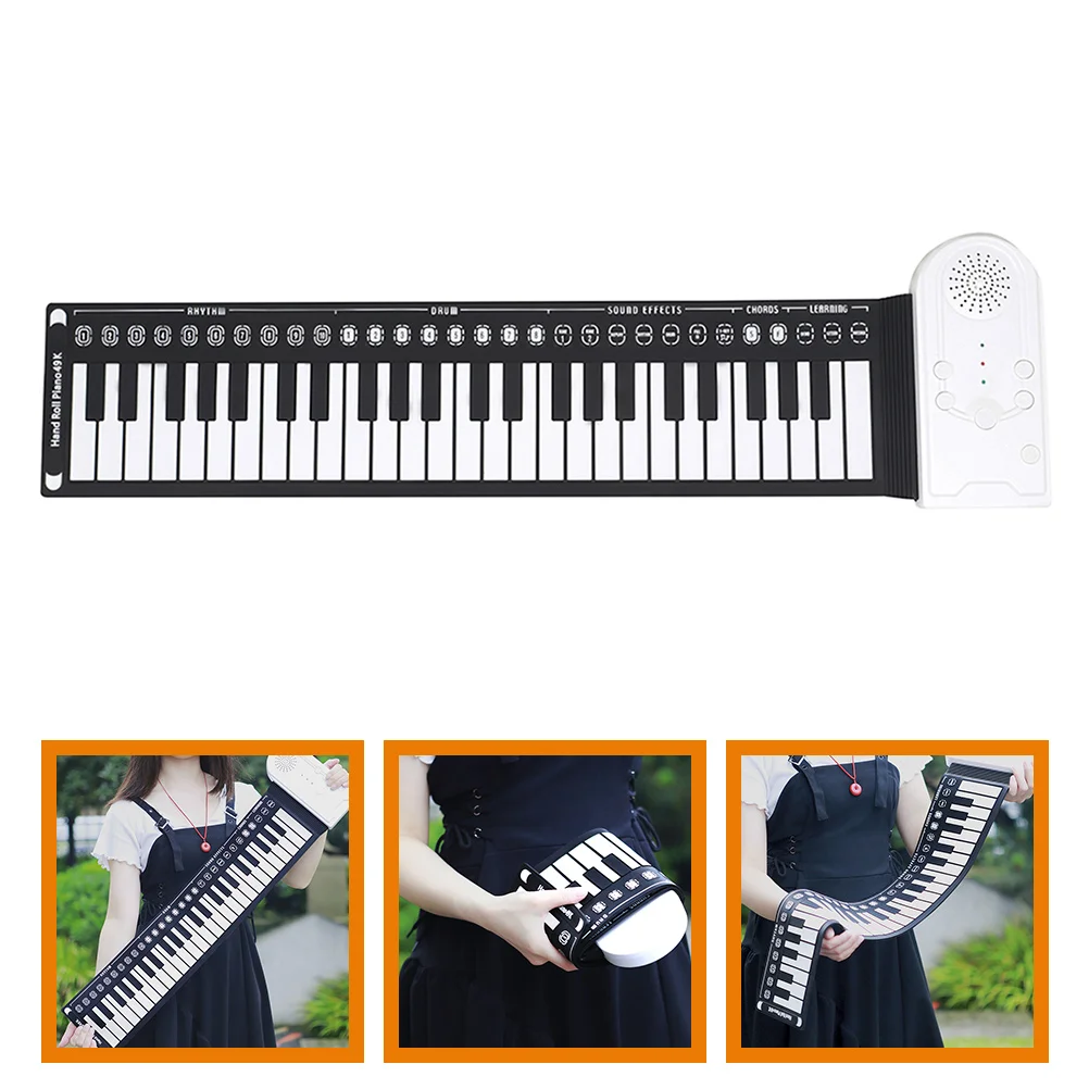 

IRIN 49-Key Hand Roll Up Piano Silicone Portable Keyboard Musical Instrument for Education Foldable Beginning Electronic Organ