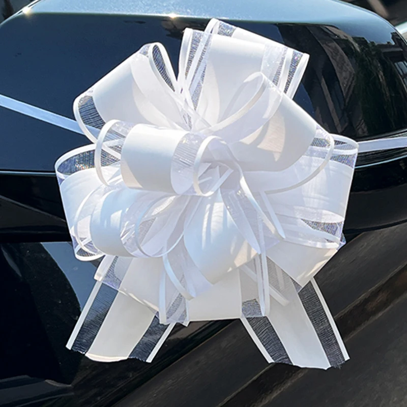 /10pcs weiß Hochzeit Auto Band ziehen Bögen Weihnachten Geschenk box Wrap Bowknot Valentinstag Hochzeits feier Stühle DIY Home Dekoration