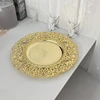 13inch Luxury Hollow Flower Tray Plastic Home Dining Plate Wedding Dessert Cake Tray Western Steak Kitchen Dish Charger 100pcs 5