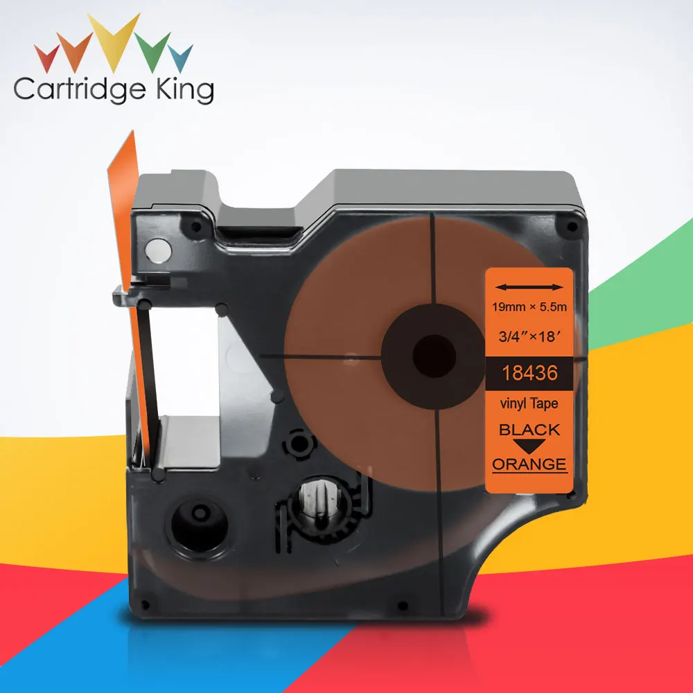 19mm Vinyl Label Tape 18436 Compatible for Dymo Rhino Vinyl Industrial Labels 18436 Black on