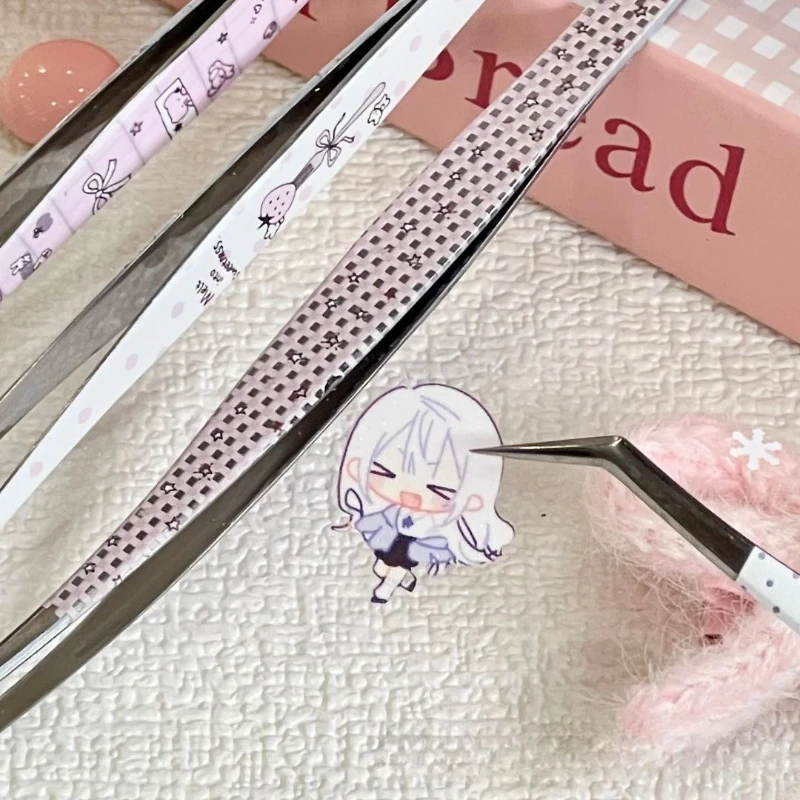 귀여운 저널링용 핀셋 DIY 스티커 공예 도구, 다육식물 포토카드 장식 스크랩북용 뾰족한 팁, 미세 그립 클립