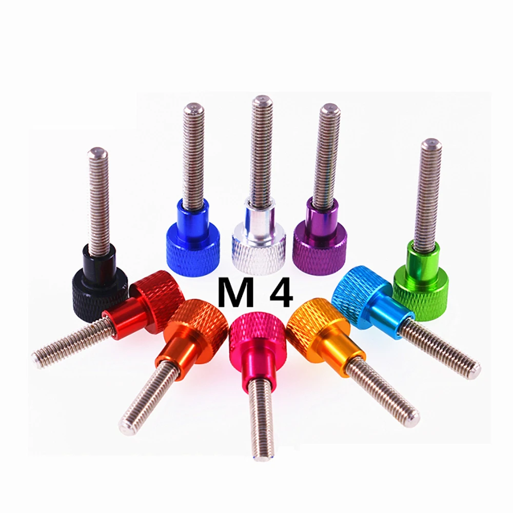 

1Pcs Aluminum Thumb Screw M4 Aluminum Knurled Head Staniless Steel Thread Hand Tighten Thumb Screws Bolts Thread Length 5-100mm