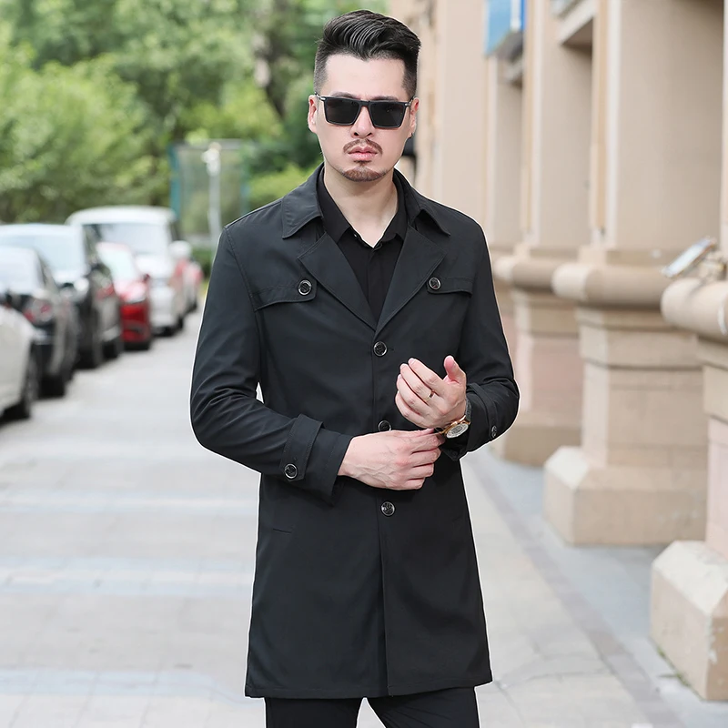 New Spring Autumn Men Fashion Trench Single Breasted Casual Windbreaker England Style Long Trench Male High Quality Jackets