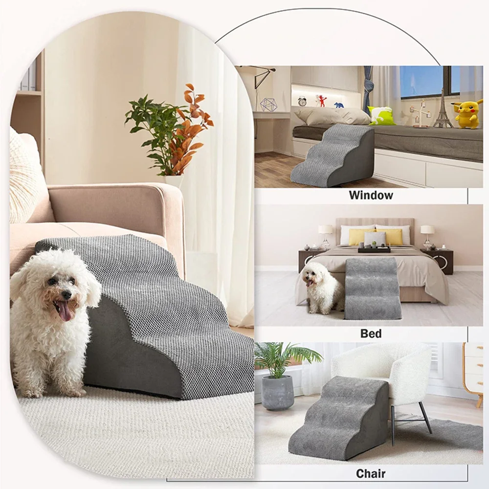 New 2/3 Steps Pet Stairs Dog Stairs Small Dogs on The Bed Non-slip Climbing Ladder Removable Cat Bedside Sofa Supplies