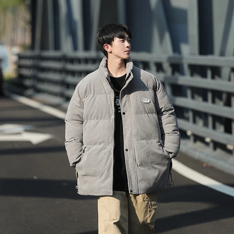 Warm Thicken Parkas Coat Winter Bubble Jacket Outdoor Men's Winter Coat Warm Thicken Oversize Corduroy Puffer Jacket for Men