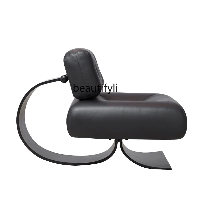 

yj Nordic Modern Minimalist Single-Seat Sofa Chair Villa Living Room Light Luxury Special-Shaped Leather Leisure Chair