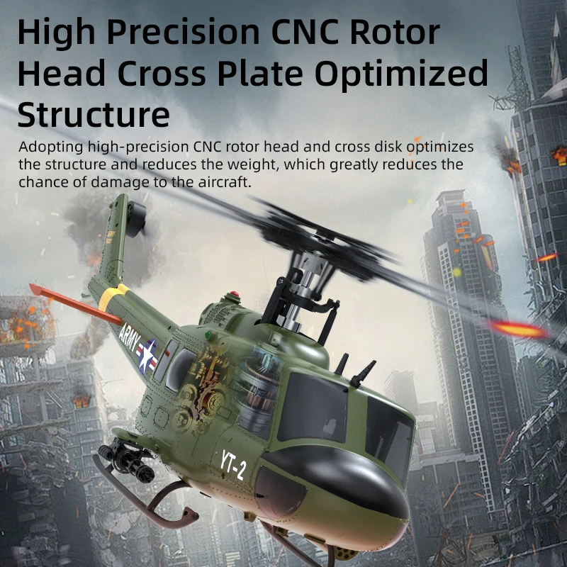 YUXIANG F07 RC Helicopter 1:34 UH-1 HUEY Scale 2.4G 6CH Altitude Hold Optical Flow Positioning Dual Brushless Motor RTF YXZNRC - 4
