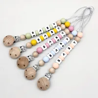 Custom Name Pacifier Clips Chain Silicone Beads Dummy Clip Holder Soother Chains Baby Teething Toys Chew Gifts BPA Free