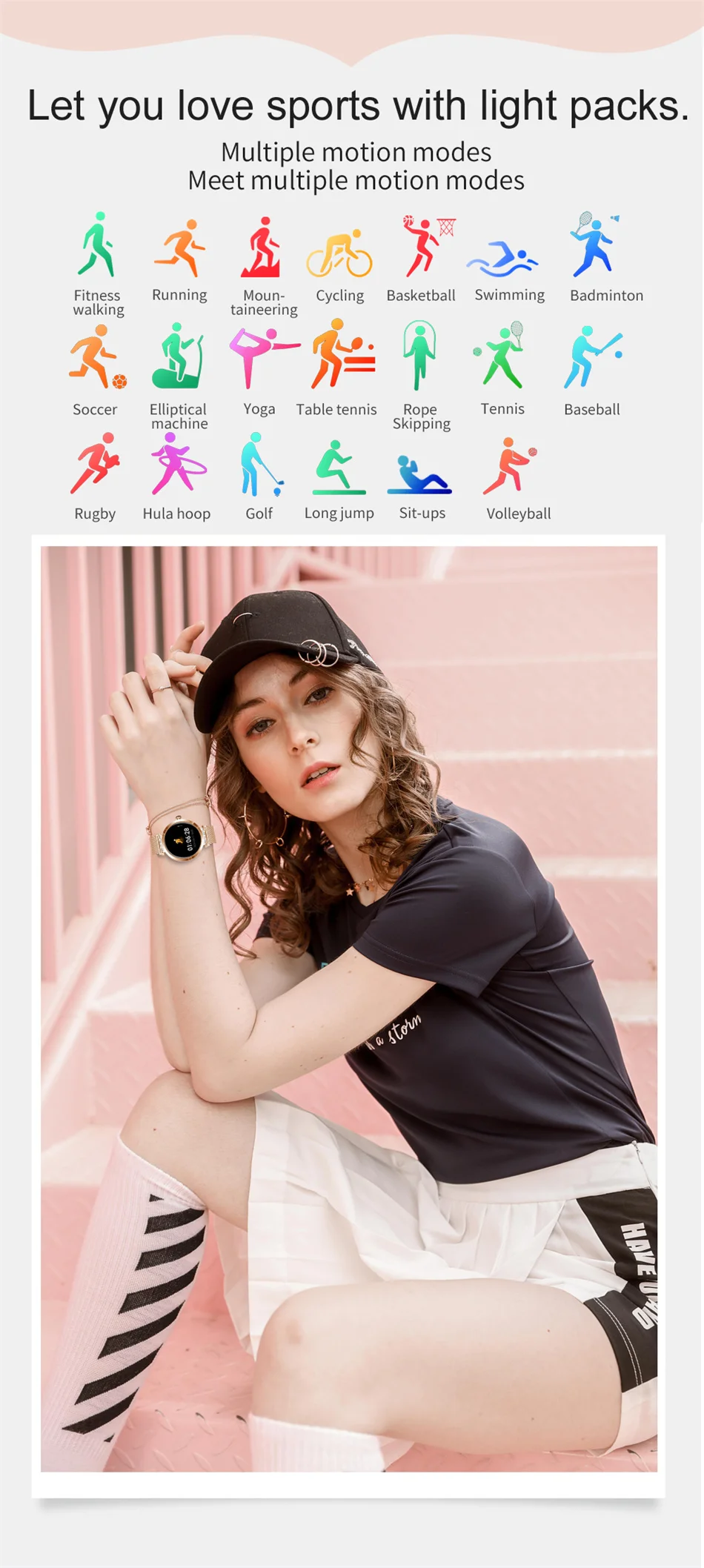 2022 New Smart Watch Women Heart Rate Health Monitoring Sport Fitness Tracker IP68 Waterproof Smart Alarm Clock Smartwatch Ladie
