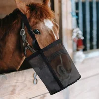 Hanging head feed bag for horses Outdoor horse feeding bag Elastic adjustable horse muzzle 2