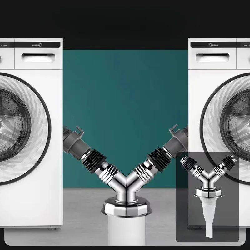 Washing Machine Sewer Tee Dual Purpose Floor Drain Connector Drainage Pipe Sewer Anti-Odour Overflow PreventerBathroom PVC Cover