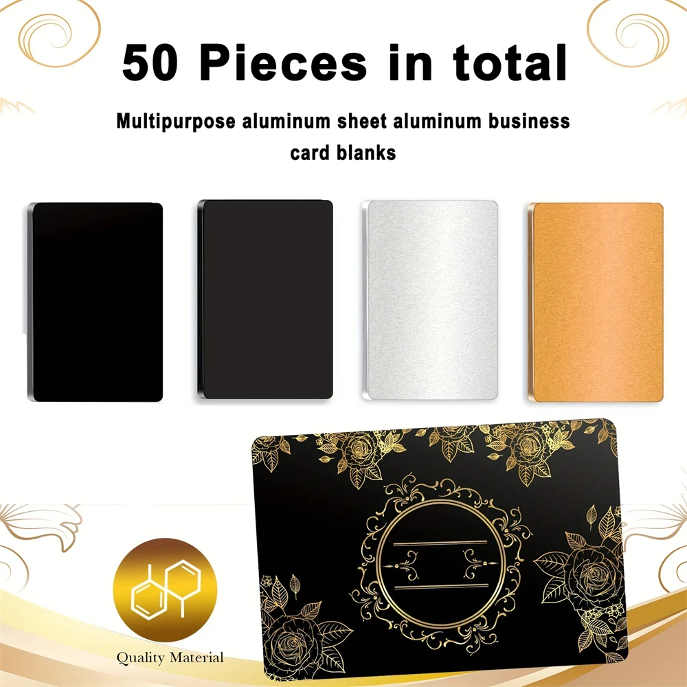 50pcs Metal Engraving Blank Multipurpose Aluminum Plate Aluminum Business  Card Blanks For CNC Engraver Laser Engraving DIY Cards