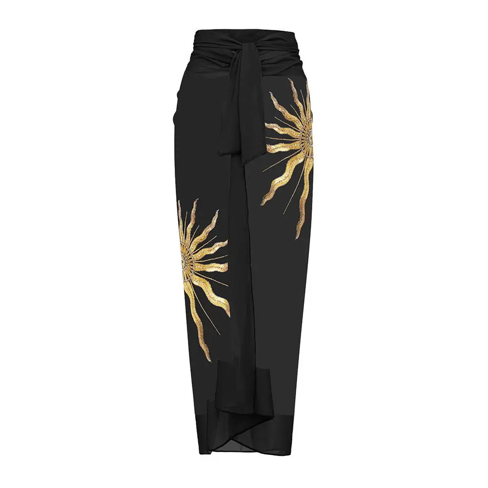 2025 European and American New Black and Gold Flash One-piece Swimsuit Women Holiday Suit Skirt Foreign Style