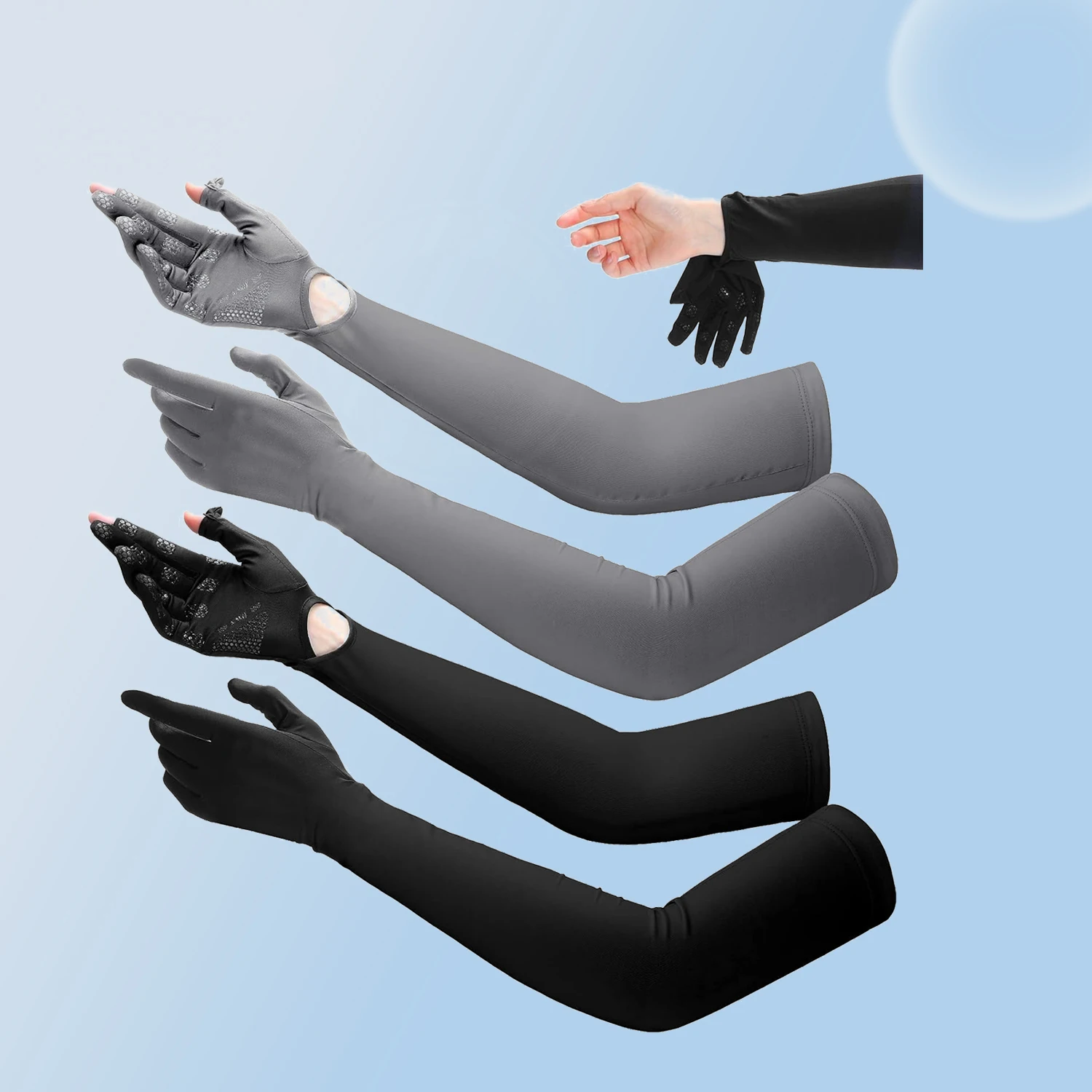 1/2/4 Pairs of UV-Resistant Sport Driving Outdoor Gloves with Full Finger Sleeves and Touchscreen Function for Long Gloves
