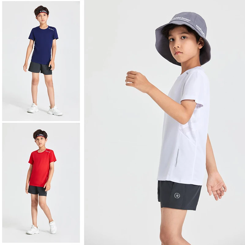 Kids Short Sleeve T Shirt Summer Quick Drying Sweat Absorbing Kids Teenagers Sports Running Short Sleeved T-shirt Comfortable Breathable Quick Drying Top