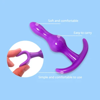 Soft Silicone Anal Plugs Beginner Anal Stimulator Trainer Sex Play Toy for Women Couples G