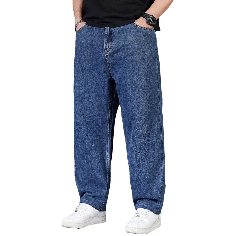 Spring Autumn Large Size Jeans Men Large Code Blue Grey Large Oversized The Elastic Big Men Pants 46 50 52 150KG 4