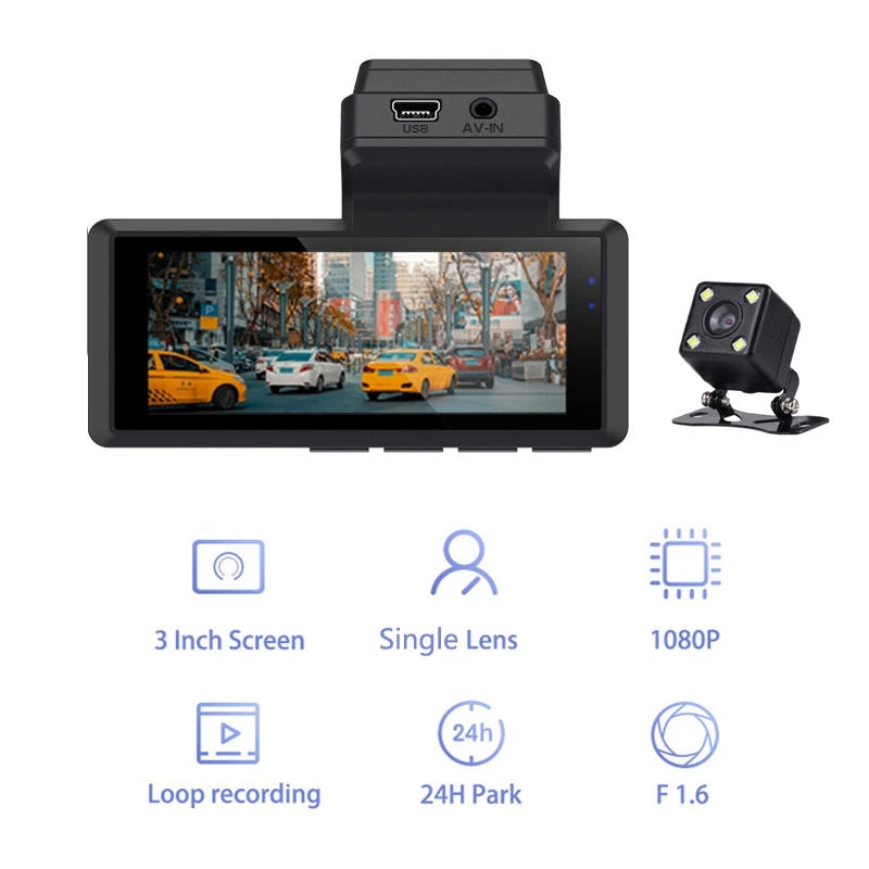 

3-дюймовый Автомобильный видеорегистратор 1080P HD с двумя объективами, видеорегистратор ночного видения, парковочная камера с акселерометром, широкоугольный видеорегистратор с углом обзора 170 °