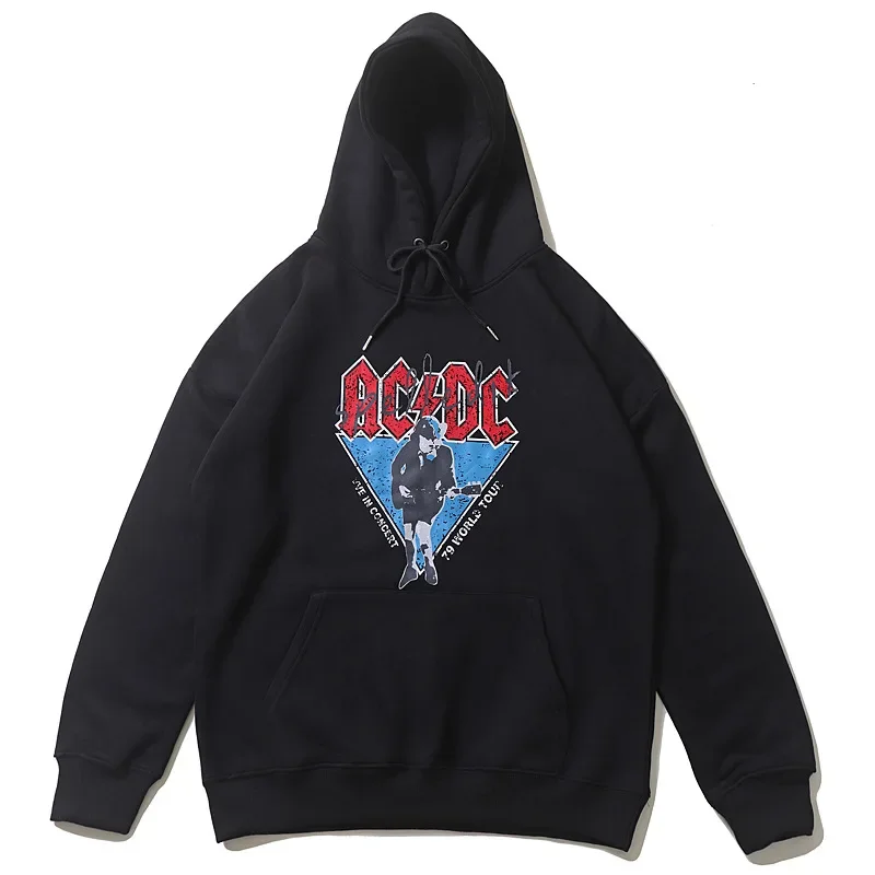 Europe and The United States Tide Brand Hip-hop American Retro Rock Printing High Street Padded Hooded Sweatshirt Hoodie