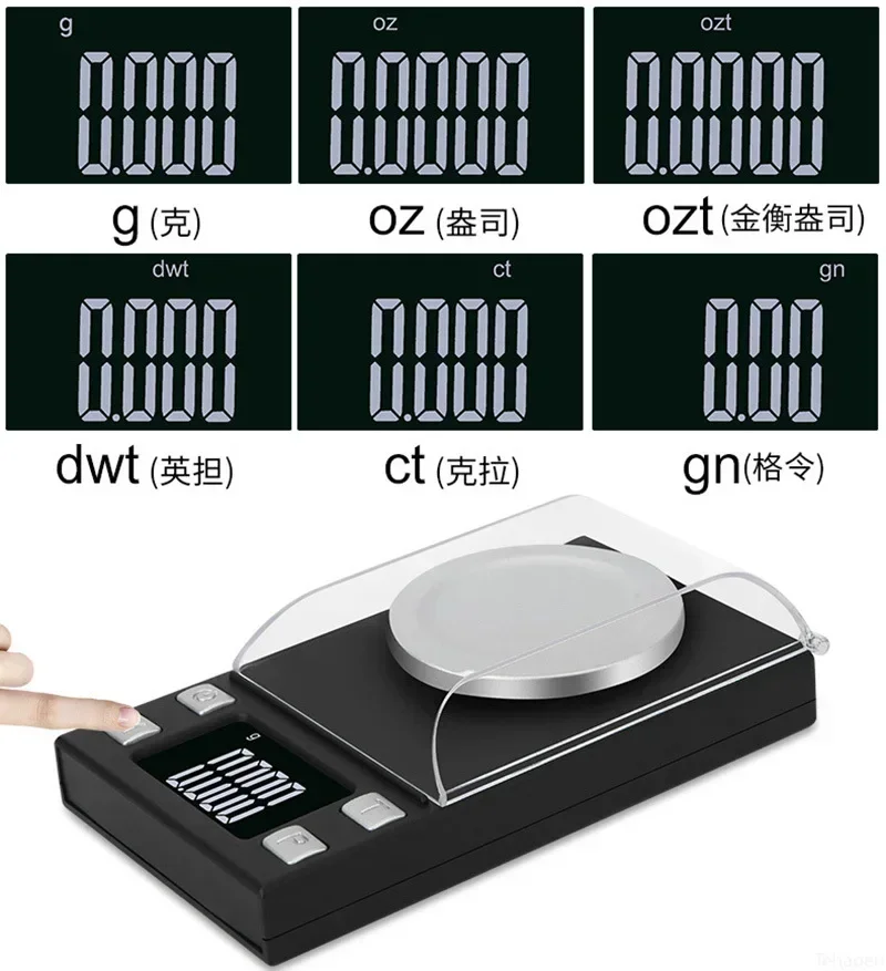 High-Precision Digital Milligram Jewelry Scale with LCD Display and Calibration Weights