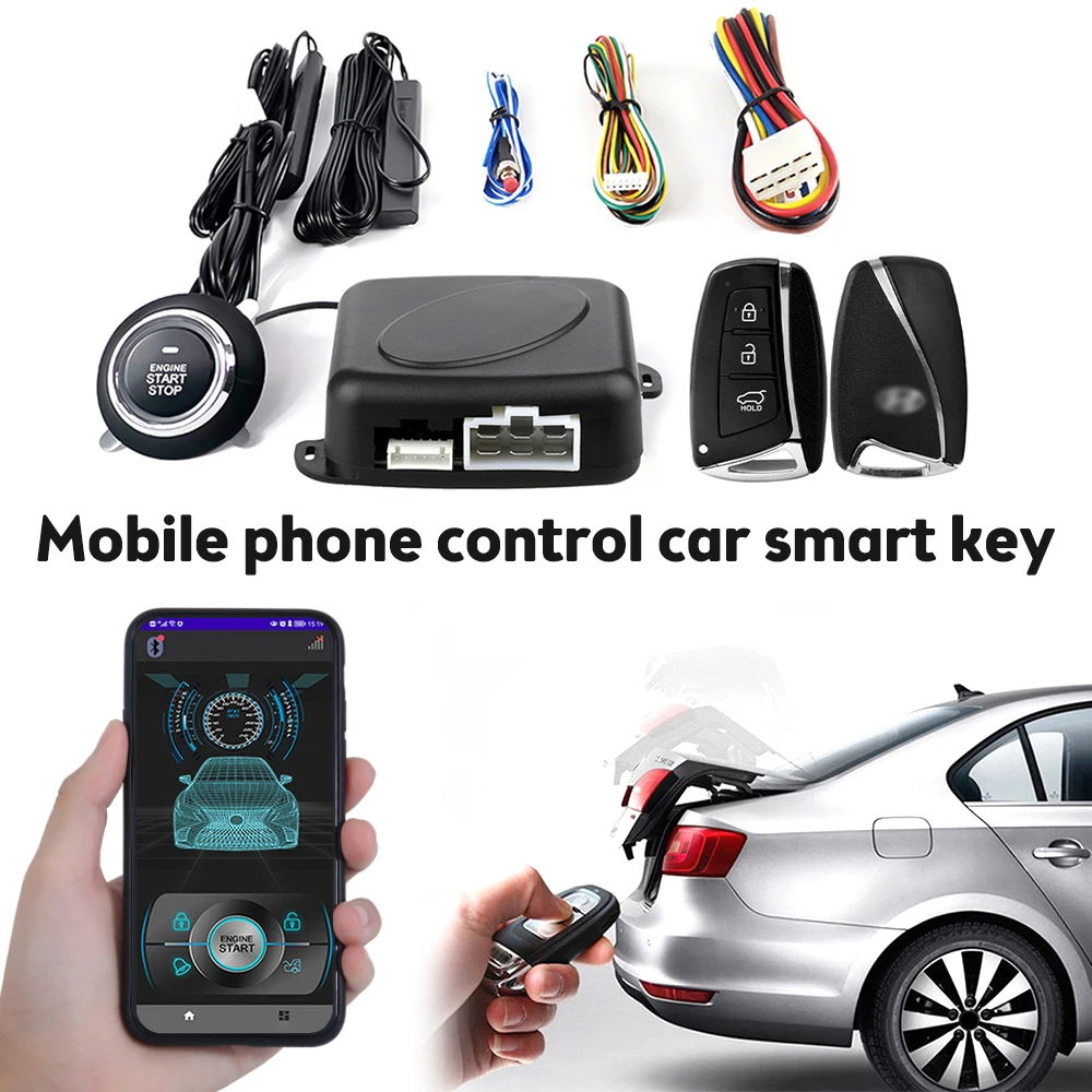 Universal Car Alarm AutoStart Keyless Entry System Remote Start Kit For Car Push One Button Start Stop System Car Accessories easyguard remote start car alarm keyless entry push start system central lock touch password entry