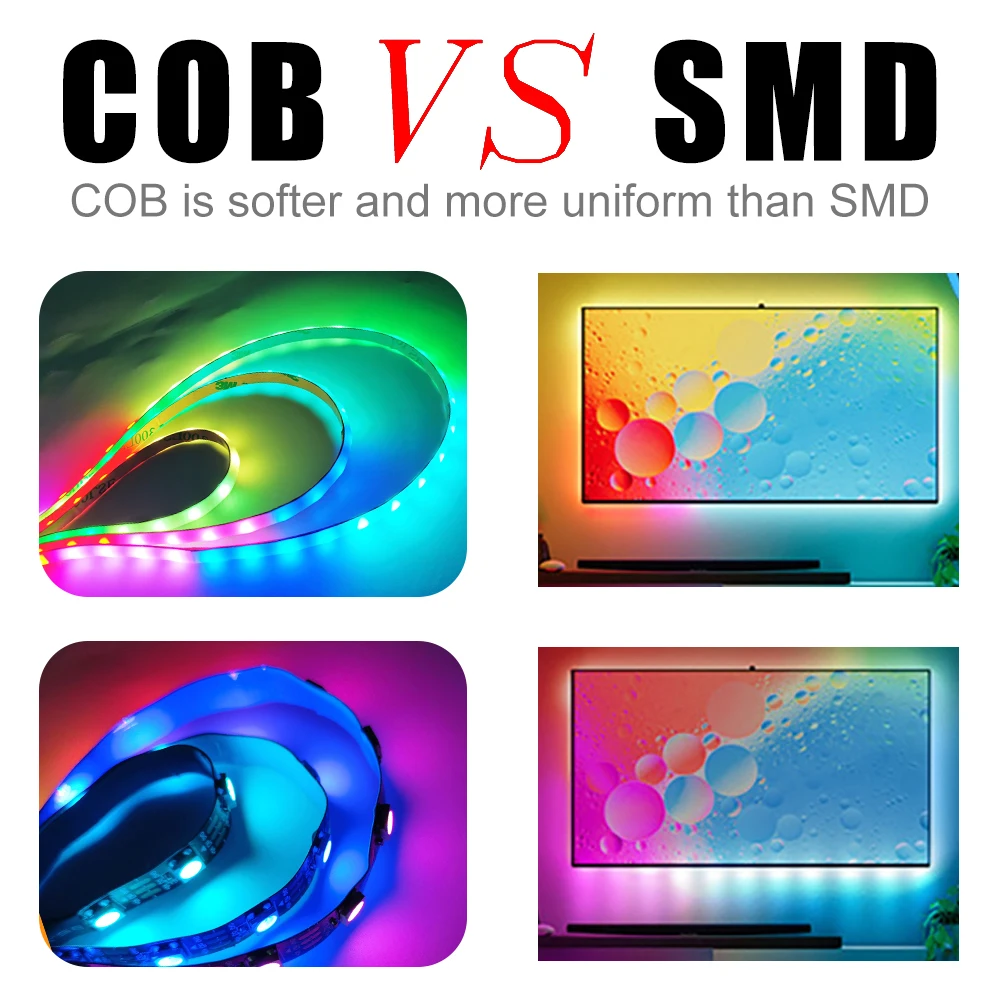 DC5V/12V WS2812B COB LED 스트립 5mm WS2812 RGBIC 개별적으로 주소 지정이 가능한 유연한 160Leds/m 고밀도 Dreamcolor 픽셀 라이트