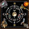 Botanical Moon Altar Cloth Tarot Mat Triple Moon Flower Spread Tarot Reading Cloth Spiritual Oracle Card Pad Divination Tools 1