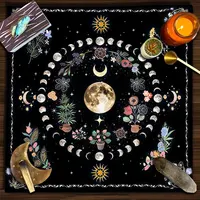 Botanical Moon Altar Cloth Tarot Mat Triple Moon Flower Spread Tarot Reading Cloth Spiritual Oracle Card Pad Divination Tools 1