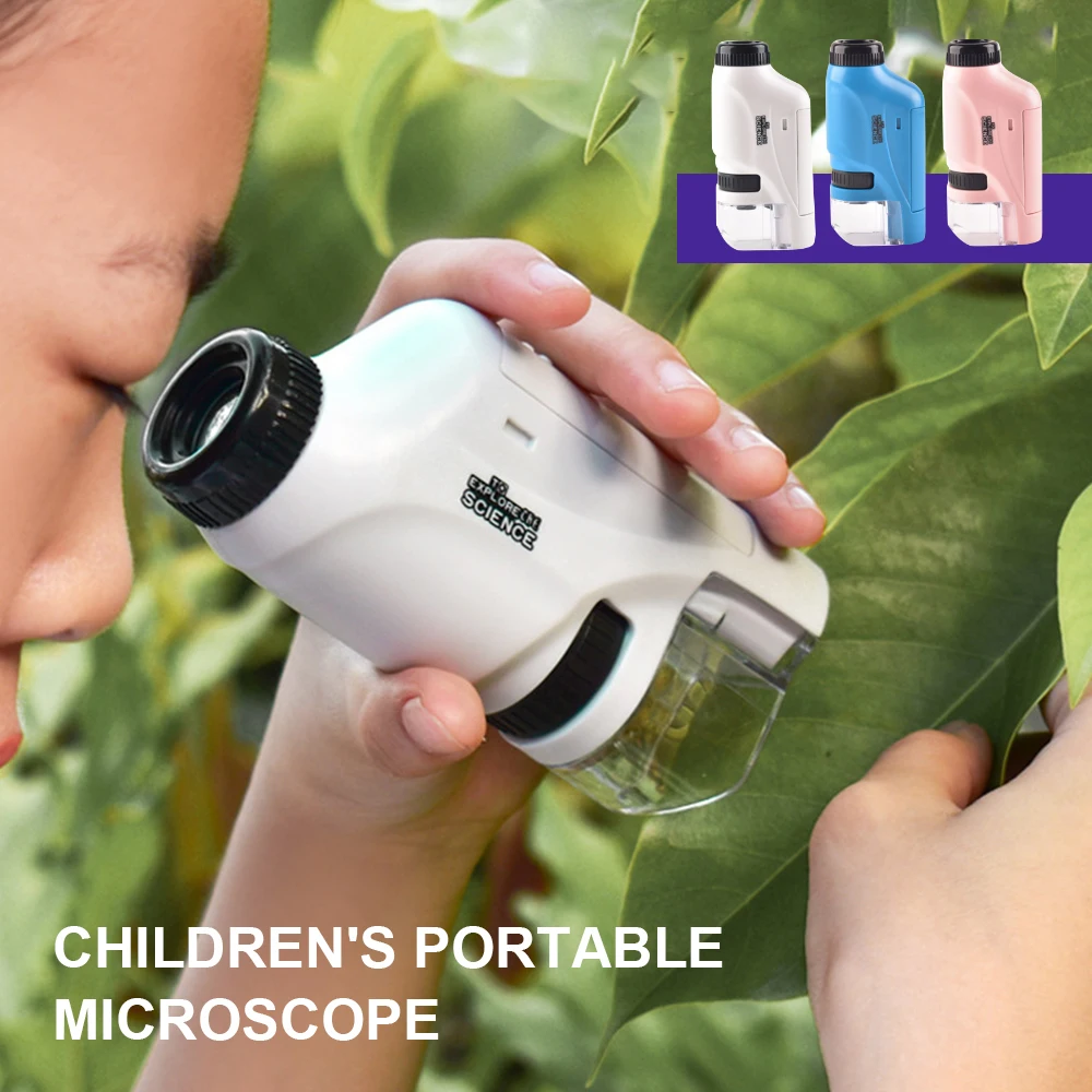 

Handheld Microscope Kit Lab Magnifier LED Light 60X-120X Home School Biological Science Educational Toys Gifts For Children Kids