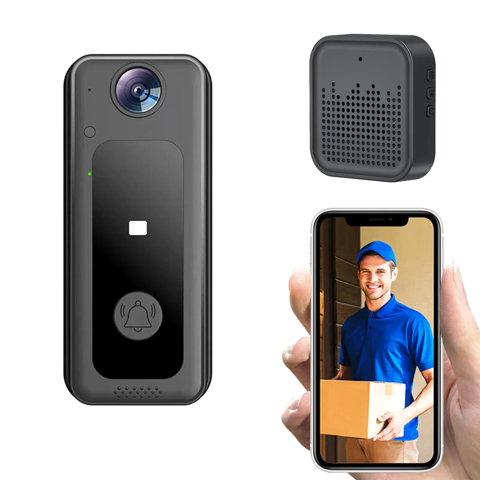 

Smart WiFi Doorbell Camera 125° Wide Angle Visual Chime HD Video Night Vision Supports Cloud Storage SD Card